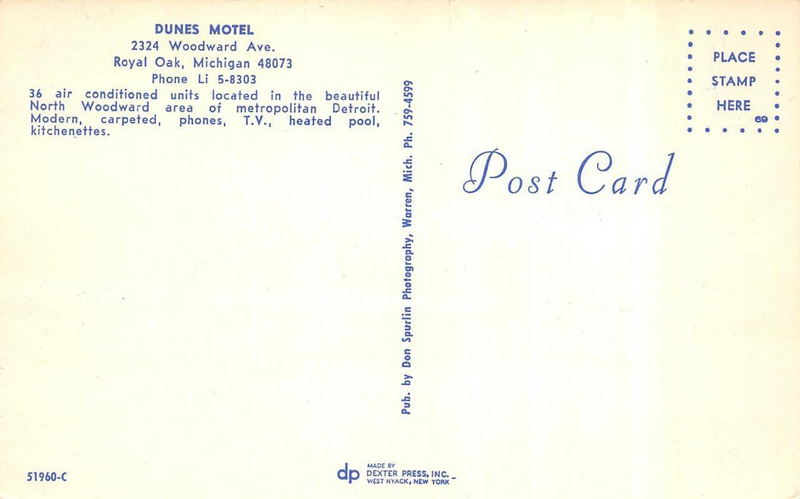 Drake Motel (Dunes Motel) - Postcard